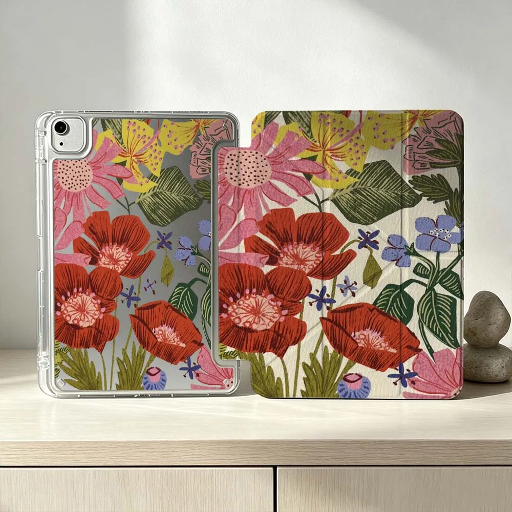 

Artistic Painting Flowers For iPad Pro Air mini 6 5 4 3 2 1 11th 10th 6th 5th M5 M4 M3 M2 9gen Foldable 3Y Tablet Case Soft