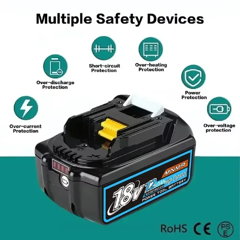 🔋 100% Oryginalny akumulator Makita 12Ah do Makita 18V BL1840 BL1830B BL1850B BL1850 BL1860 BL1815 i inne 🔧