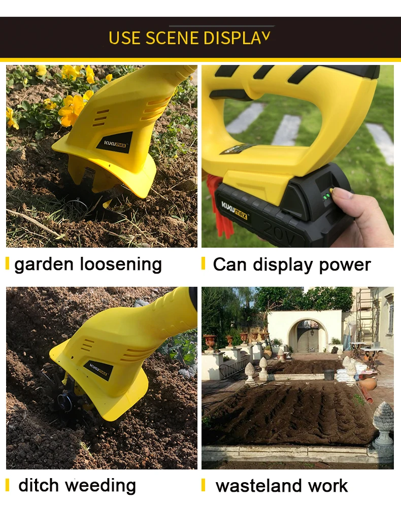 Handheld Tiller Garden Rotary Cultivator Machine 20V Cordless Garden Power kit Professional Portable Cultivator Garden ToolS