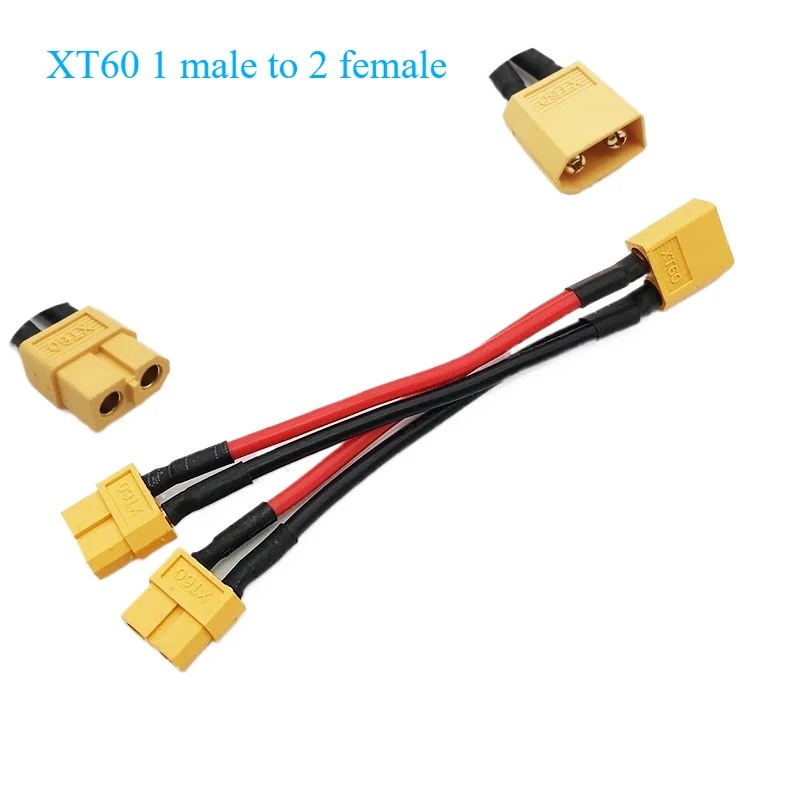XT60 Paralleler Batterieanschluss Stecker/Buchse Kabel Dual Extension Y Splitter 3-Wege 14AWG Silikondraht für RC Drone Batteriemotor
