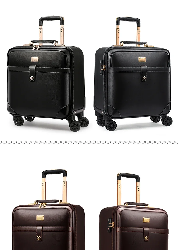 Neue Retro 16/18/20/22/24 Zoll Männer Business echtes Leder Handgepäck auf Rädern Kabine Reise Trolley Taschen vs Trolley Koffer