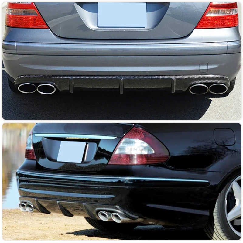 Rear Bumper Diffuser Lip for Mercedes Benz E Class W211 E55 AMG Sedan 4D 2002-2006 Rear Diffuser Lip Spoiler Carbon Fiber / FRP