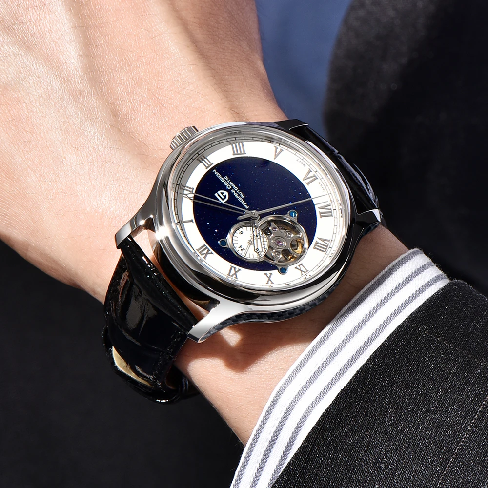 PAGANI DESIGN 2024 New Starry sky Mechanical Watches Tourbillon Automatic Watch For Men NH39A Movt Leather 100M Waterproof Watch