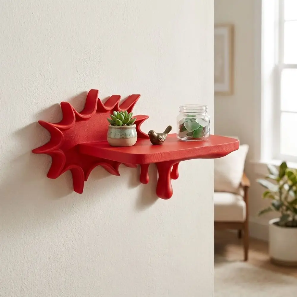 3D Printed Burst Dripping Shape Wall Shelf Irregular Shape Wall-Mounted Melting Display Rack Melting Plastic Floating Wall Stand