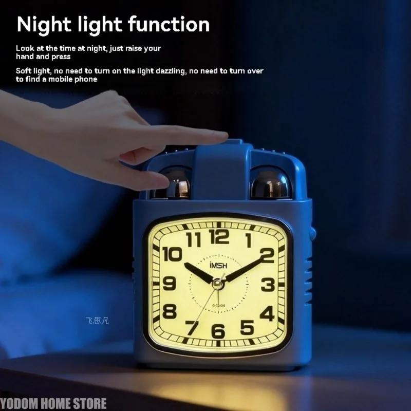 Large Square Screen Digital Luminous Alarm Clock, Super‑Loud Sound & Silent Movement, Bedroom Desktop Clock