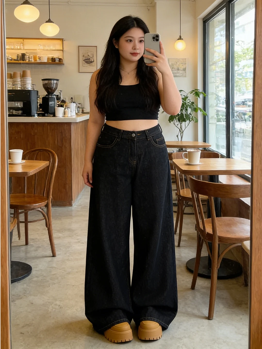 

Женские джинсы больших размеров с прямыми широкими штанинами, свободного кроя, с высокой талией, в стиле ретро, новинка весенней коллекции, для фигуры типа «груша»