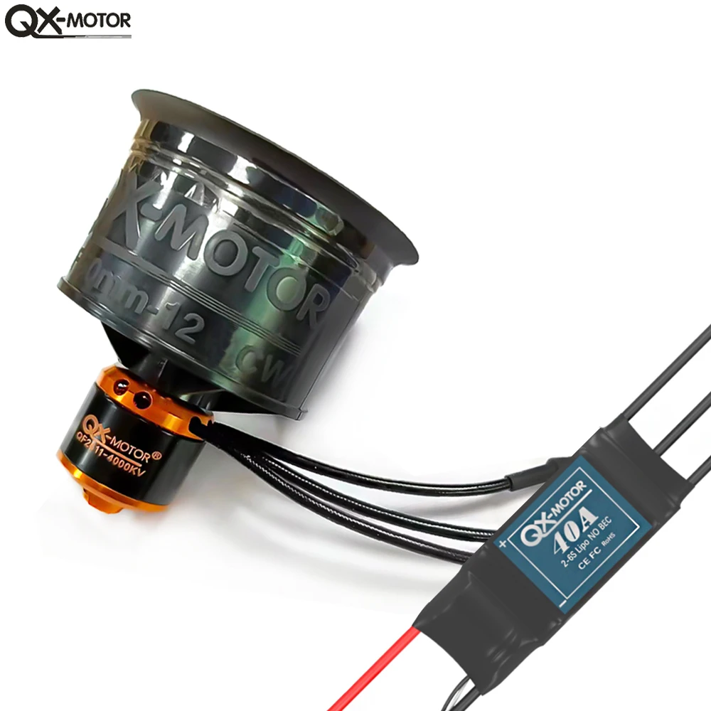 QX-MOTOR Wentylator kanałowy 50 mm EDF z 12 łopatkami i silnikiem bezszczotkowym QF2611 3300KV 4000KV 4600KV 5000KV CWCCW 40A / 50A ESC