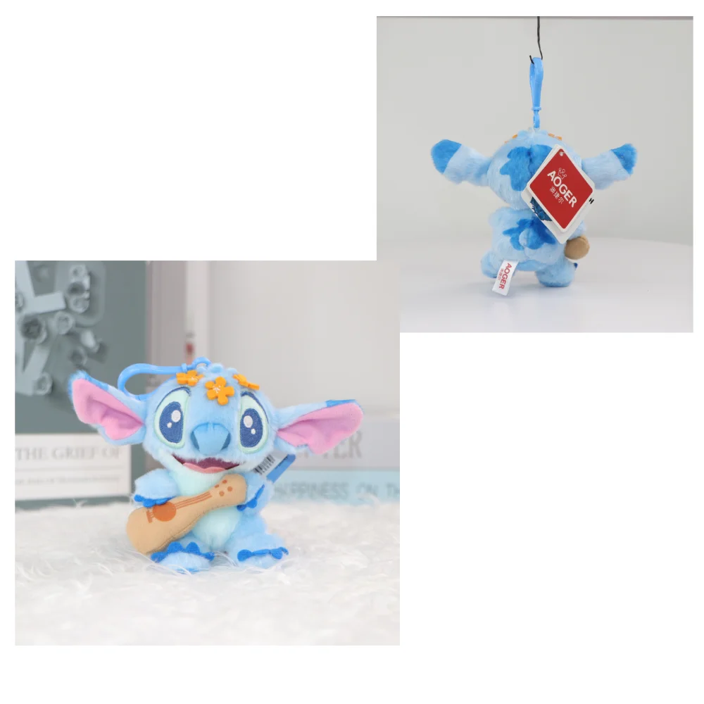 Disney Stitch Plush Stuffed Toys Purple Anime Stitch Cartoon  Doll Cute Schoolbag  Keychain Pendant Birthday Gift For Kid Girl