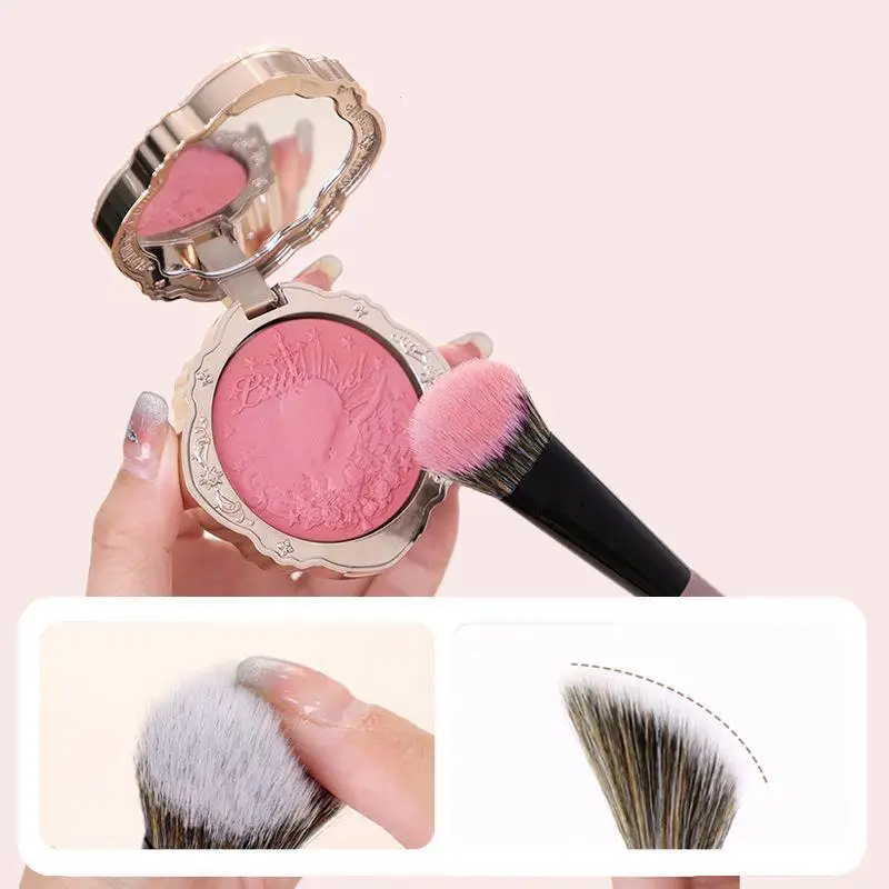 Escova de blush de cerdas macias para bochechas, pó portátil, blush, contorno facial, ferramenta de maquiagem para mulheres, meninas, iniciantes, ferramentas de maquiagem