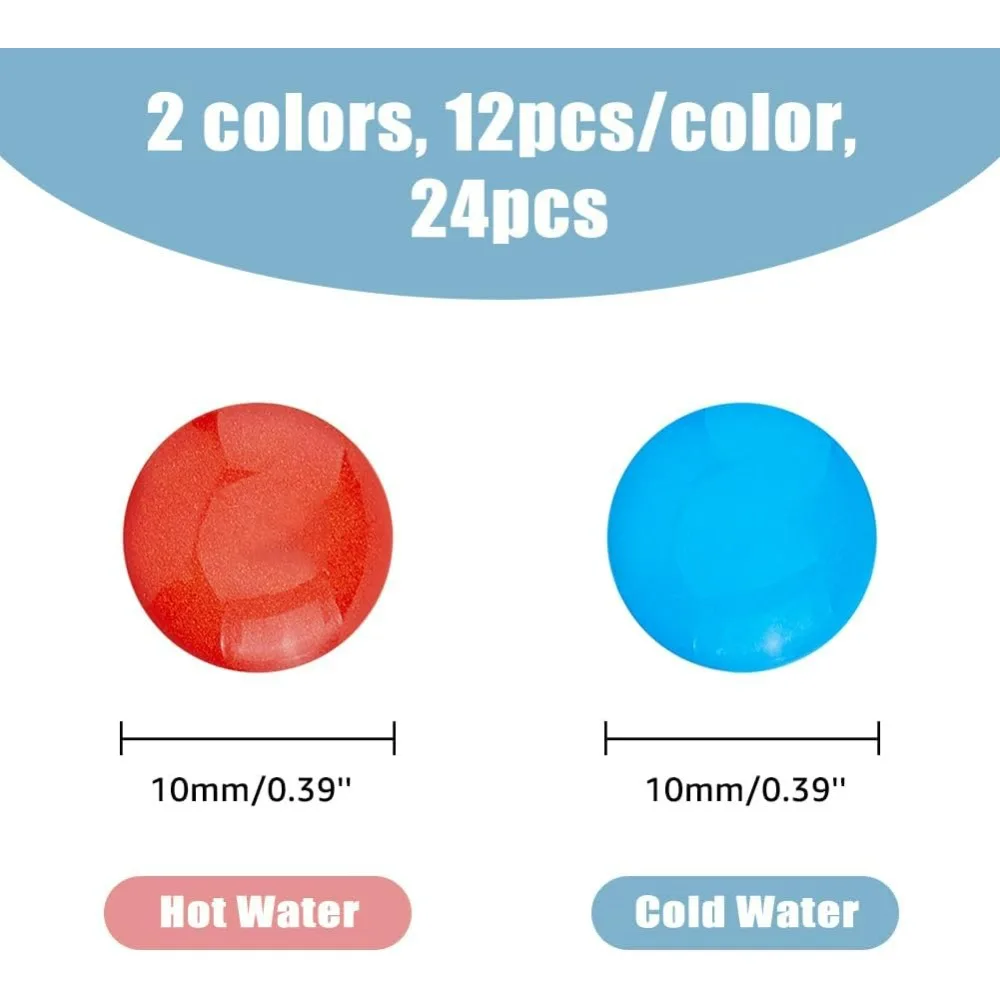 24Pcs 2 Colors Hot and Cold Water Stickers Epoxy Resin Hot Cold Indicator Sign Stickers Faucet Transfer Stickers making kit