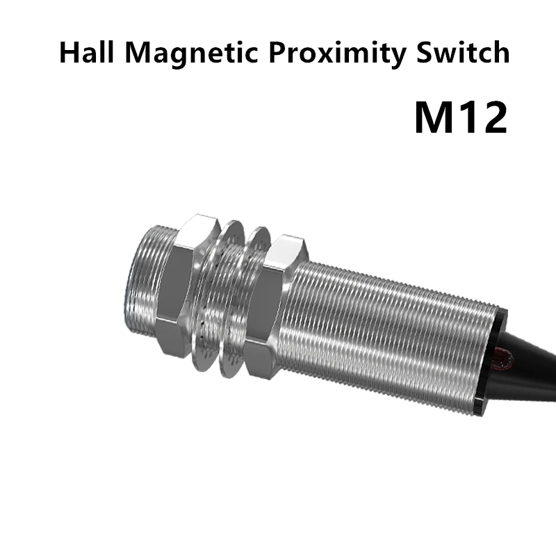 M12 Flush Hall Effect Sensor Ip67 10-36V Non-contact Magnetic Hall Switch Proximity Sensor with 2m Cable Cylinder PNP/NPN 3 Wire