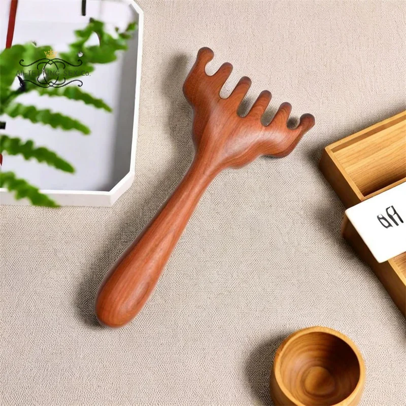 Head Meridian Massage Comb Sandalwood Wide Tooth Comb Acupuncture Therapy Blood Circulation Anti-Static Smooth Hair