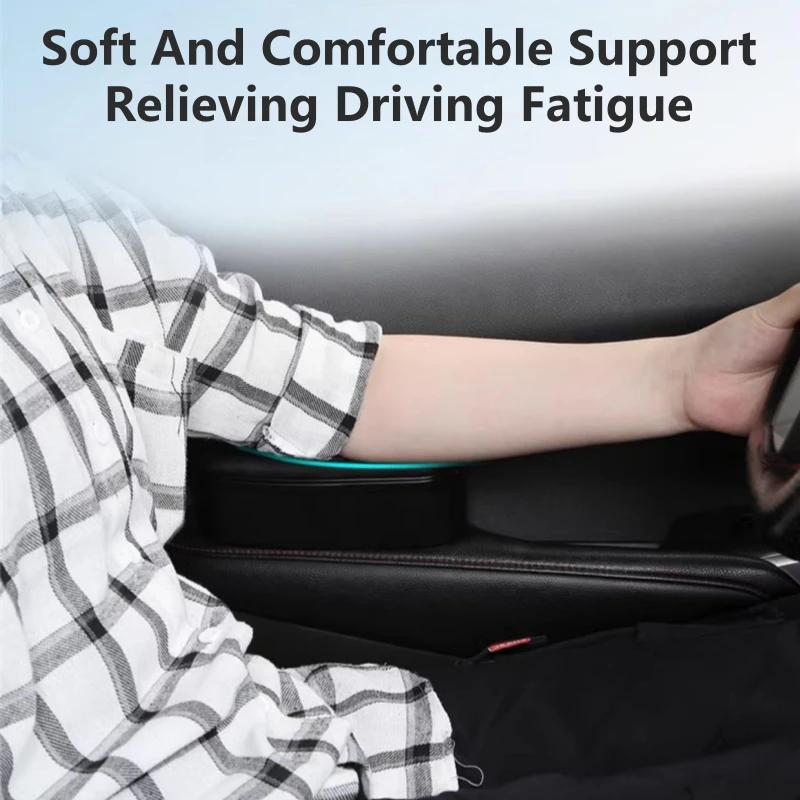 Car Armrest Door Storage Box, Car Interior Lift Adjustable Armrest Pad PU Leather, Elbow Support Height Pad for Protection