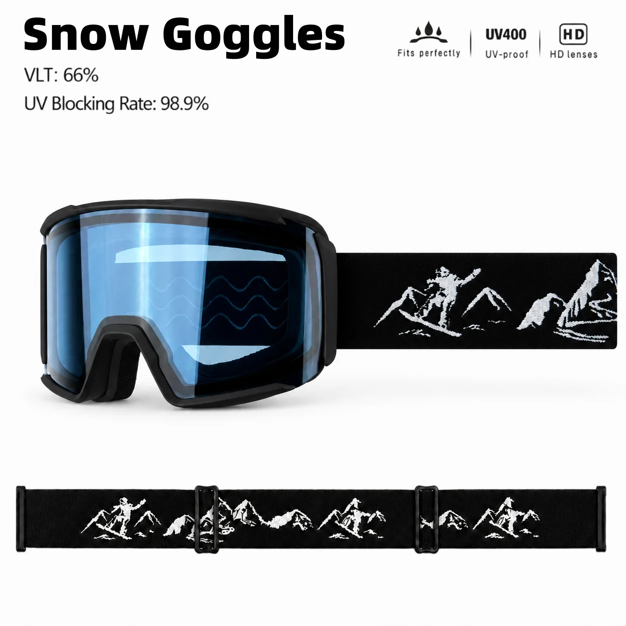 Panoramic Large View Outdoor Ski Goggles, Dual-Layer Anti-Fog Lenses, Windproof Snow Sports Protective Eyewear