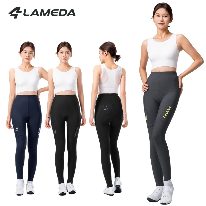 

LAMEDA Women's Winter Cycling Pants Long with Double Arrow Padding Thermal Fleece Bicycle Pants for Riding Road Mountain Biking