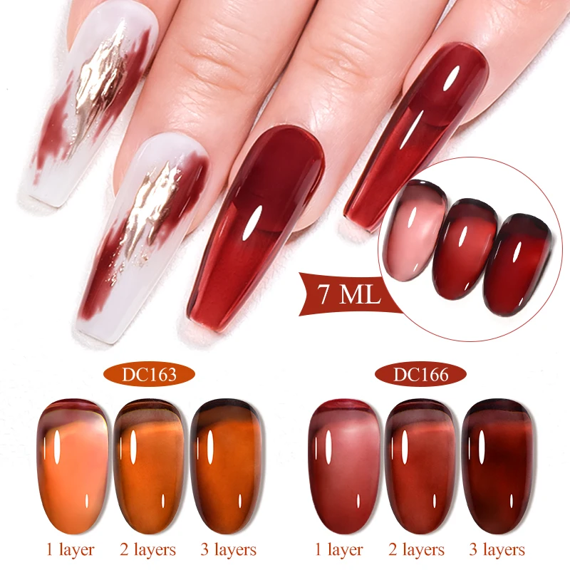 Mtssii 7ML Jelly Amber Gel Nail Polish Autumn Nail Art Bloom Leopard Pattern Nail Gel Semi Permanent UV Gel Polish Varnishes