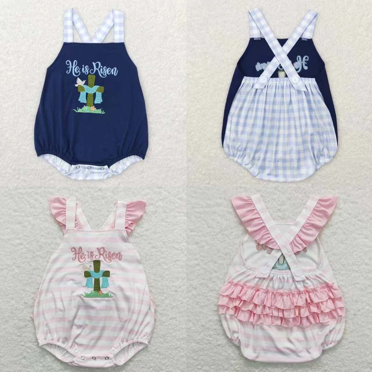 

Wholesale Newborn Easter Romper Baby Boy Girl Children Embroidery Kids Toddler Bubble Clothes