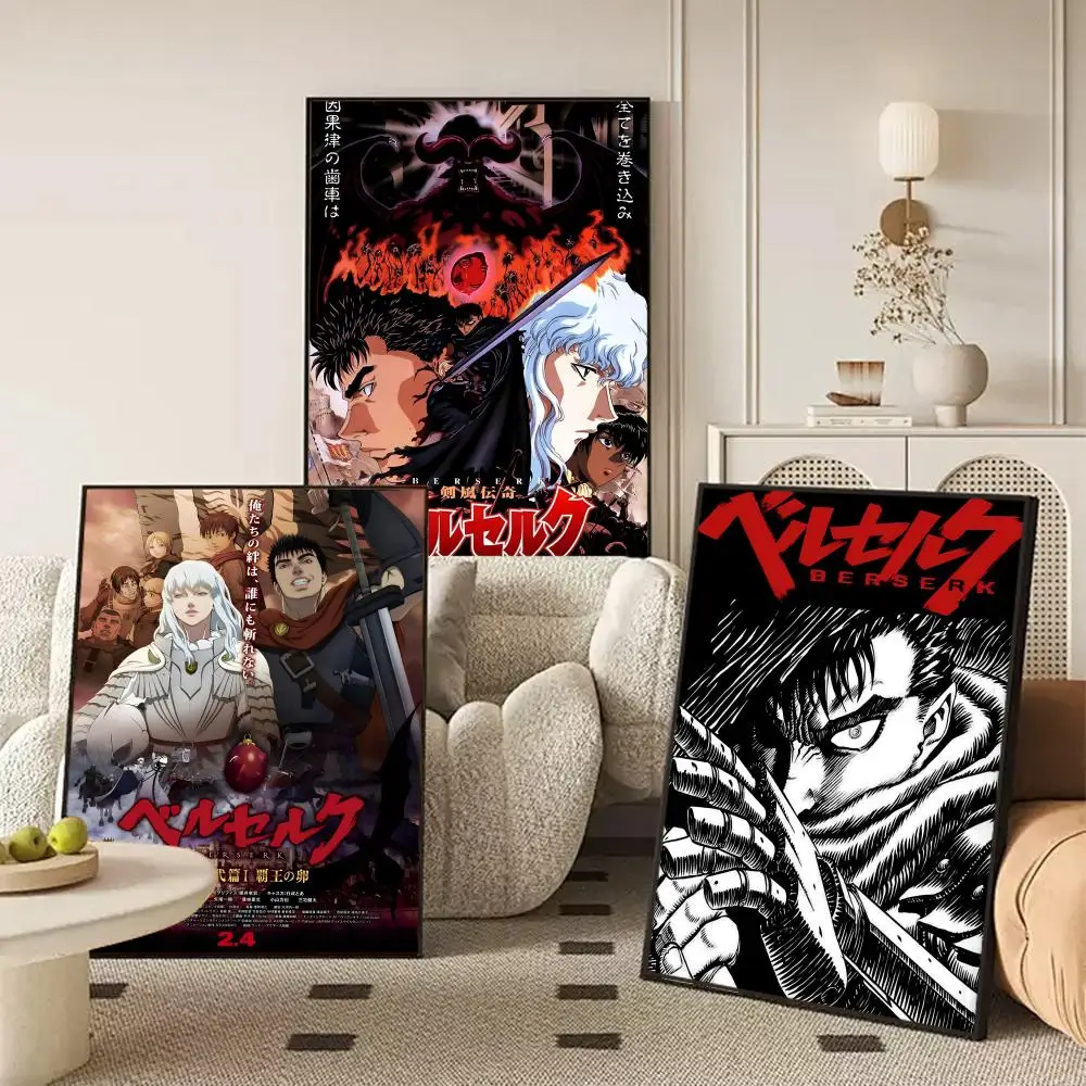 أنيمي B_BerserkS اللوحة الخط قماش الكتان ملصق جدار يطبع لغرفة المعيشة غرفة نوم مكتب ديكور المنزل #3