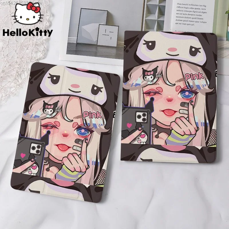 Sanrio Kuromi Japanese Anime Girl Apple Protective Case Ipad Pro11 2020 2021 10.2 9.7 10.9 Air1 2 3 Mini4 5 6 Case With Pen Slot