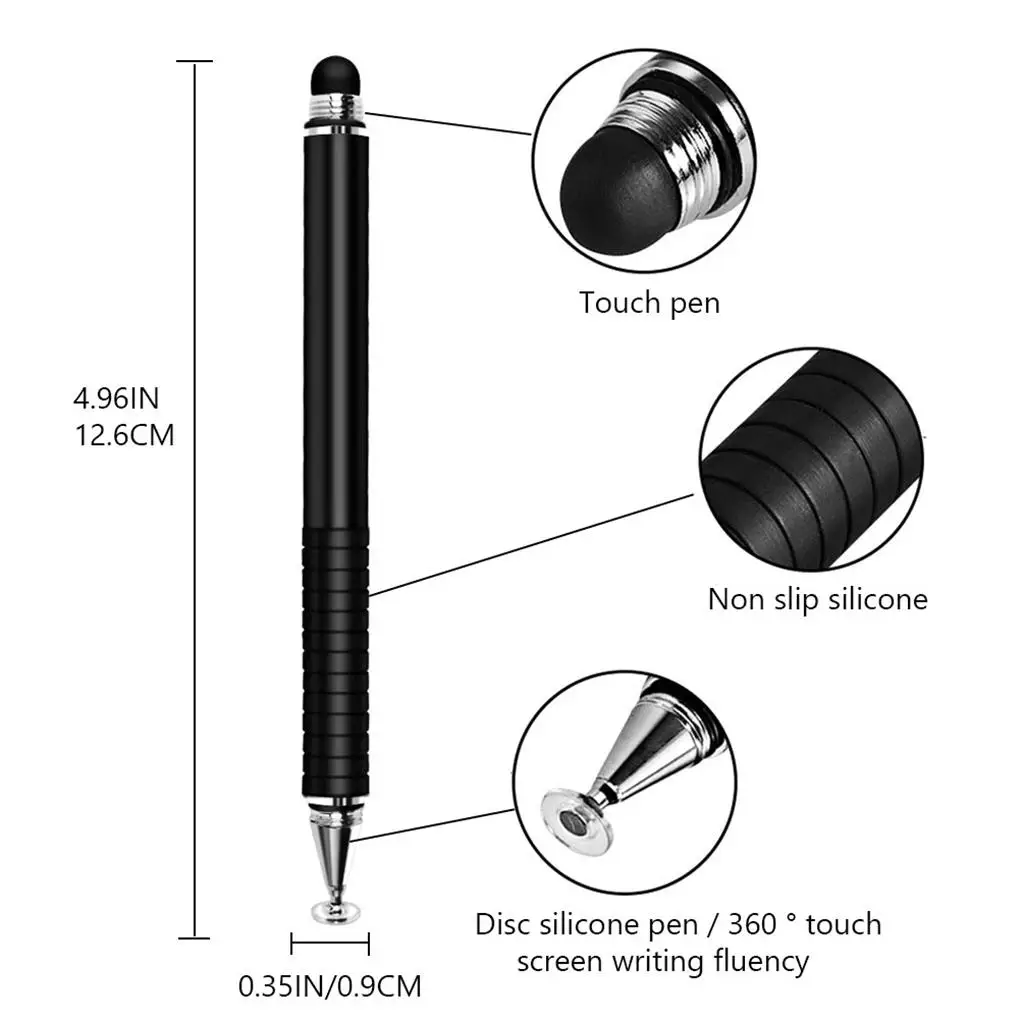 Capacitive Disc Stylus Pens 2 in 1 Universal Stylist Pens for All Capacitive Touch Screens Cell Phones iPad Tablet