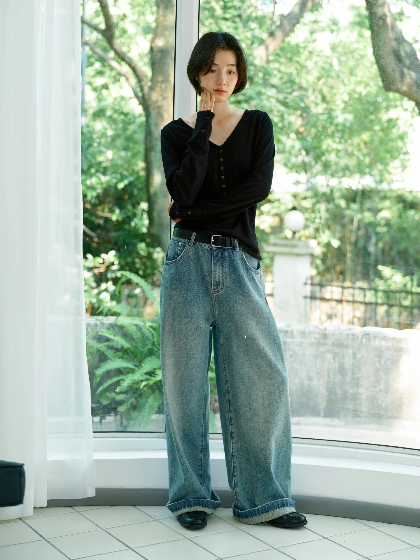 

Джинсы свободного кроя в винтажном стиле из смесового хлопка с широкими штанинами, высокой талией и застежкой-молнией, повседневные, цветные, от Deer And Flng