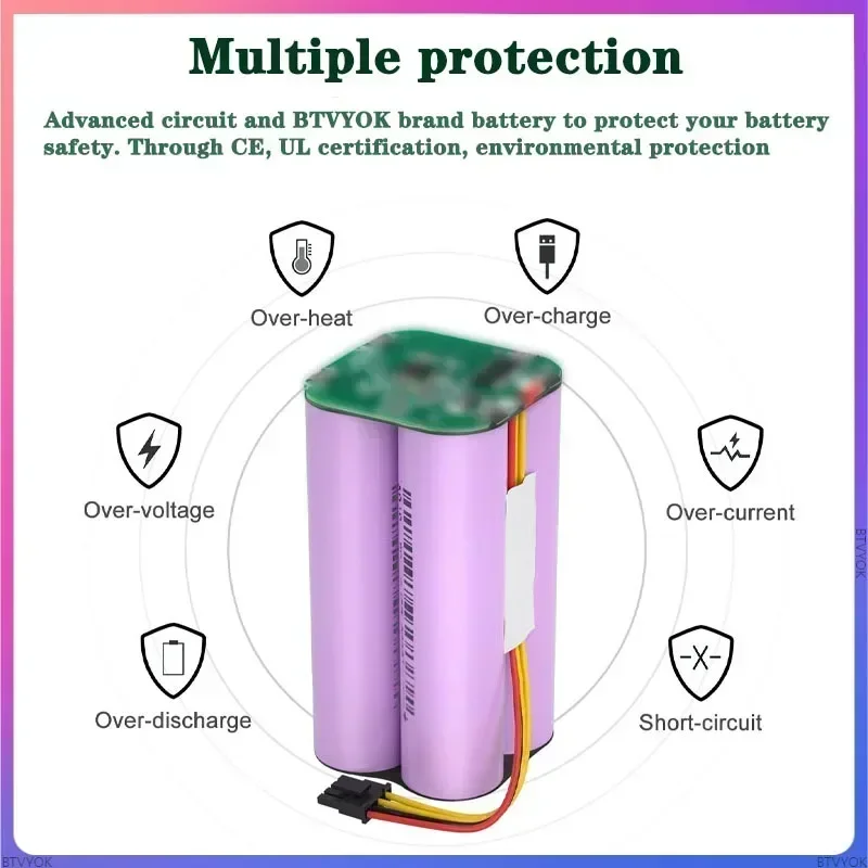 14.4v 13000mAh Lithium-ion Battery for Cecotec Conga 1290 1390 1490 1590 Replacement Robot Vacuum Cleaner Battery