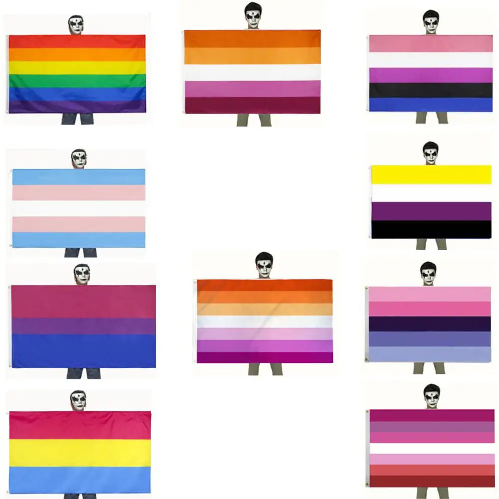 Gay Pride Banner Polyester Rainbow Flag Bisexual Flag Colorful Progress Flag For LGBTQIA+ Ally Parade Display Diversity Support