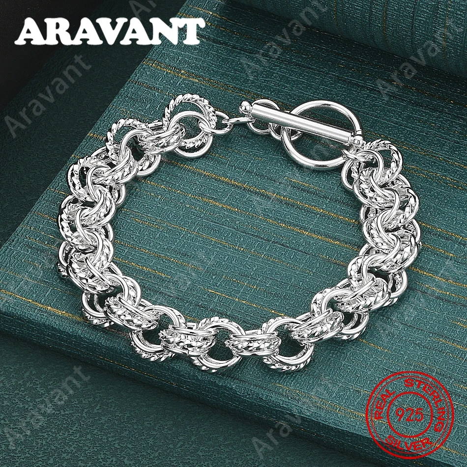 925 Sterling Silver Smooth Twisted Double-Layer Multi-Strand Ot Clasp Bracelet For Women, Commuter Accessories, Jewelry