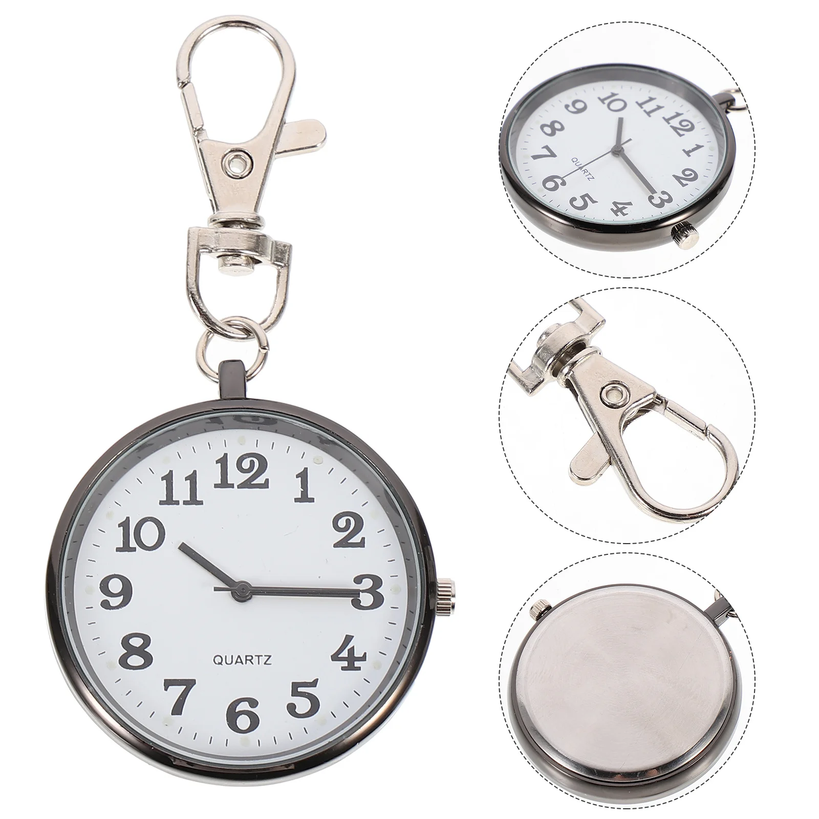 

Large Dial Pocket Watch Quartz Movement Nurse Student Doctor Old Man Zinc Alloy Portable Timepiece Key Buckle For Medical Use