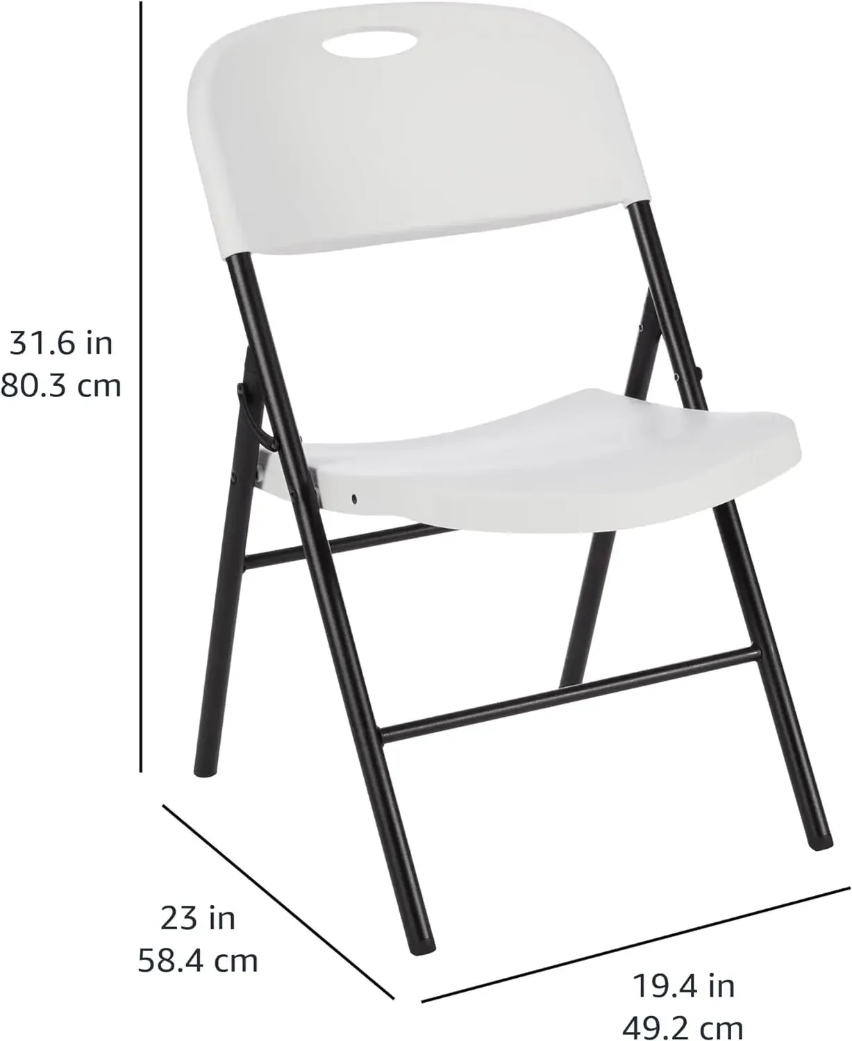 Amazon Basics Folding Plastic Chair with 350-Pound Capacity - 6-Pack, White