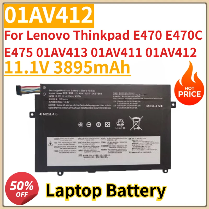 High Quality New 01AV412 Laptop Battery 11.1V 3895mAh For Lenovo Thinkpad E470 E470C E475 01AV413 01AV411 01AV412