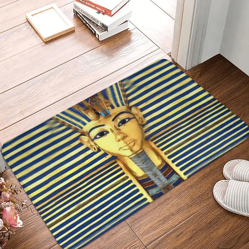 Pharaoh King Tut Gold Lapis Floor Door Bath Kitchen Mats Anti-Slip Egypt Egyptian Doormat Bedroom Balcony Entrance Carpet Rug