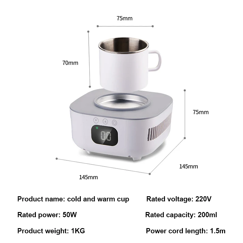 220V 2 in 1 Cup Heater Cup Cooler Beer Bottle Can Drinks Cooling Mug Beverage Cooler Coaster Samrt Thermostatic Cup