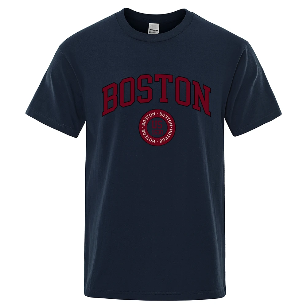 Boston City uns gegründet im Jahr 1630 drucken Männer T-Shirt Mode Kleidung Baumwolle Tops Mode Sommer Herren T-Shirt Kleidung übergroße T-Shirt
