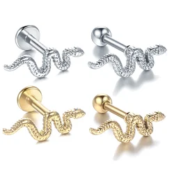 1pc Small Snake Stud Earrings for Women Mini Piercing Earring Stainless Steel Labret Lip Piercings Body Jewelry Brincos