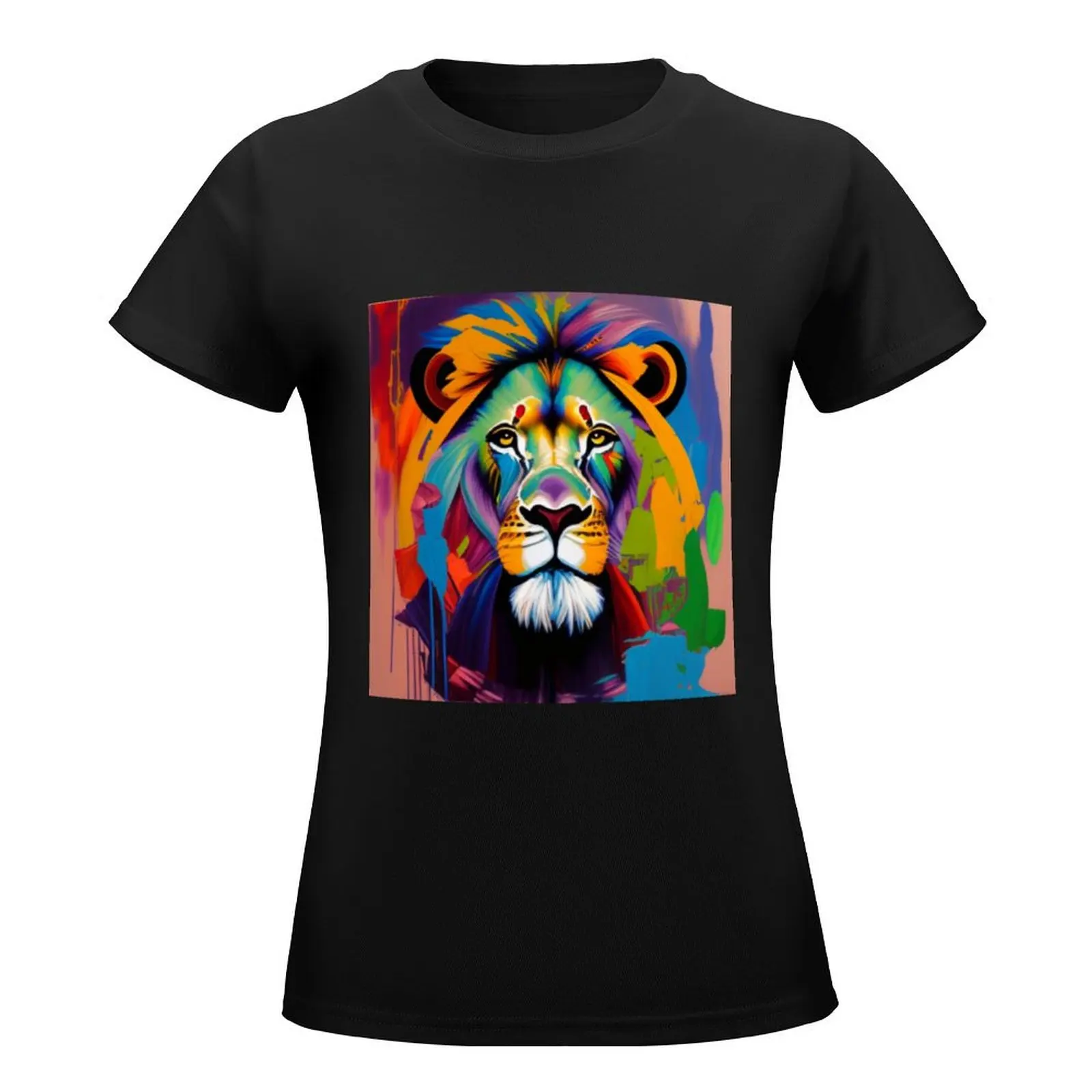 Lions Oil Paint Majestic and Magnificent Face T-Shirt quick drying new edition kawaii clothes funny t shirts for Women