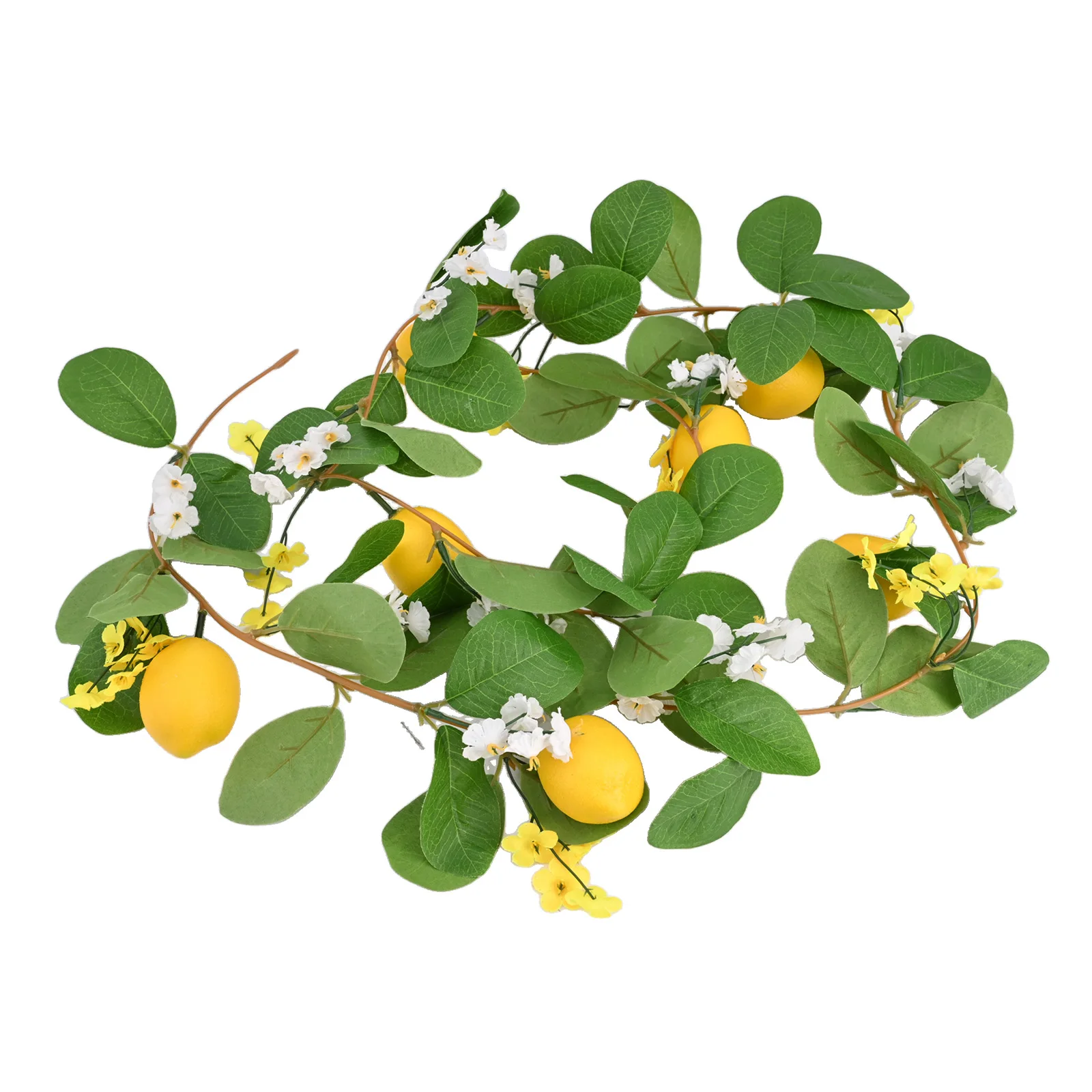 

New 1pc Garland Hanging Lemon Rattan Fake Lemon With Eucalyptus Leaves Front Door Vine Kitchen Outdoor Decor Hot Selling