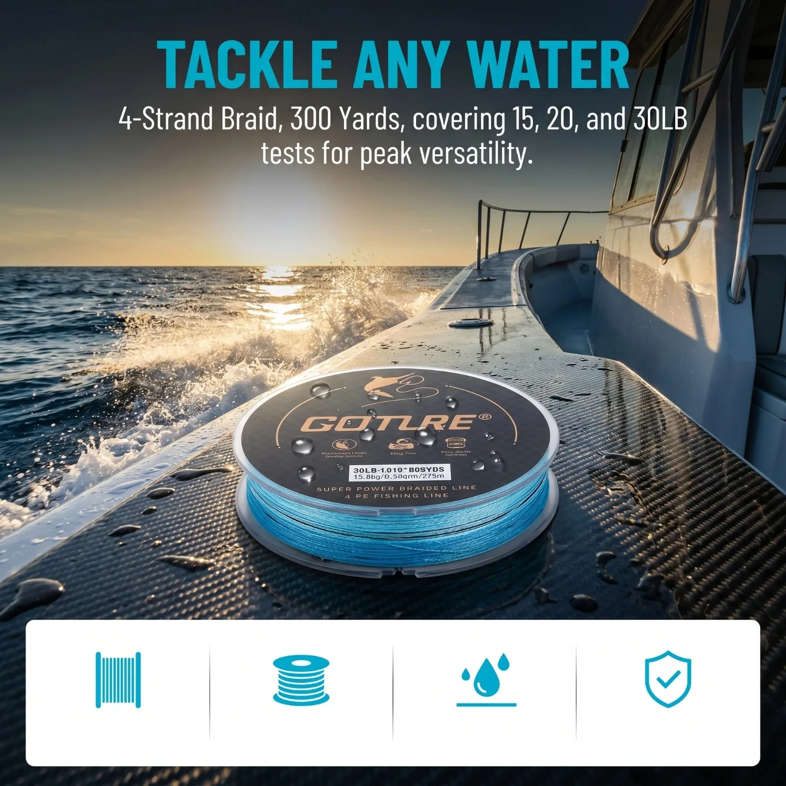 Goture Línea Trenzada PE 4 Hebras – Pesca Agua Dulce y Salada - imagen 5