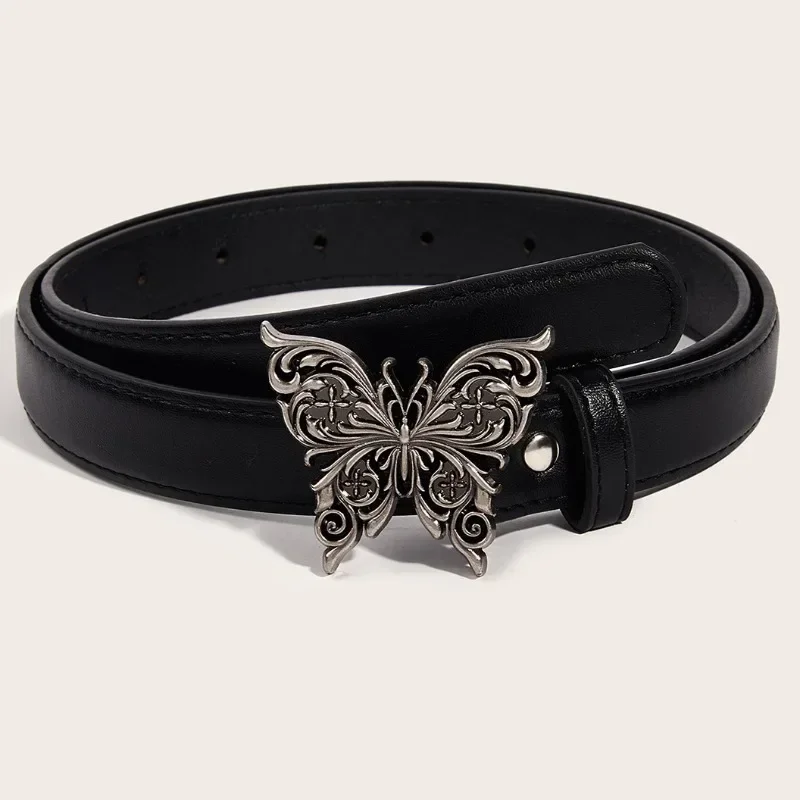 

2024 New Metal Butterfly Buckle Belt Versatile, Simple and Retro Women's Belt Decoration, Jeans with Fashion