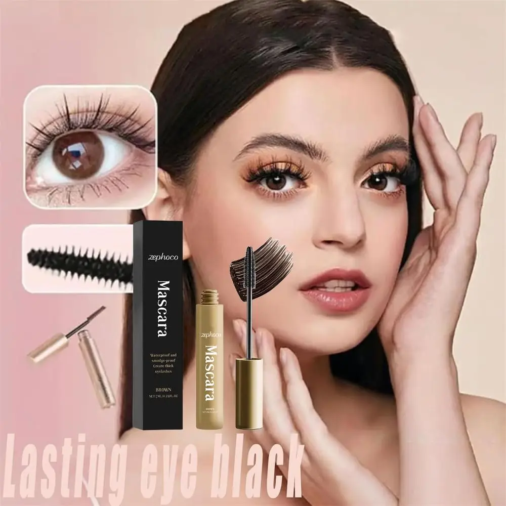 Nouveau Mascara marron Non taché imperméable épais longs Mascaras résistant à la sueur Mascara instantané bouclé pour les femmes plus âgées