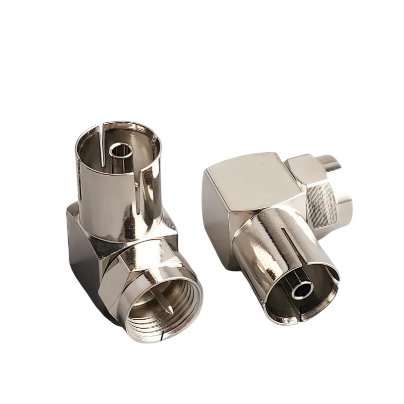1/2pcs 90 Degree TV PAL Female to F Type Male Connector Copper Brass Right Angle Adapter for Wall Mounted TV Cable HD TV Antenna view 4