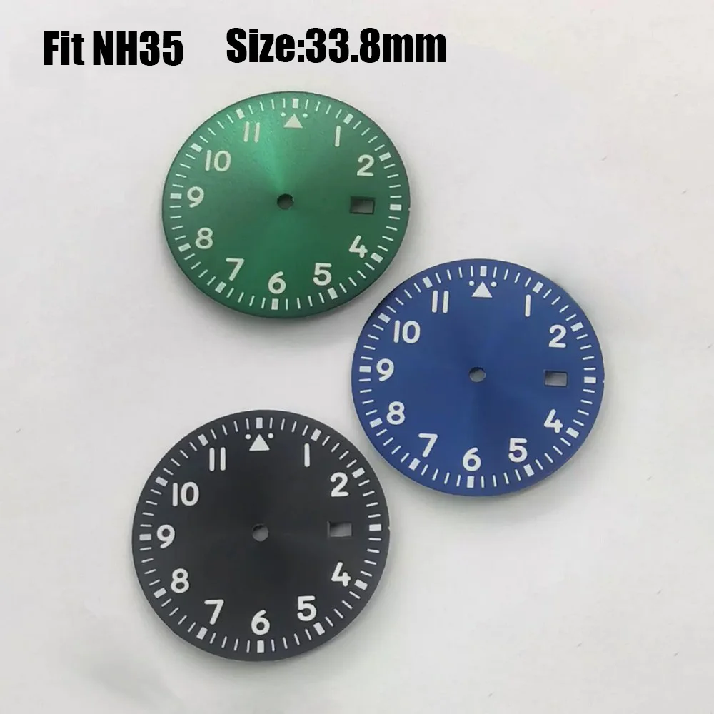 

Watch Accessories 33.8mm Sterile Dial Ggreen Night Light Suitable for NH35 Mechanical Movement Watch Repair Parts