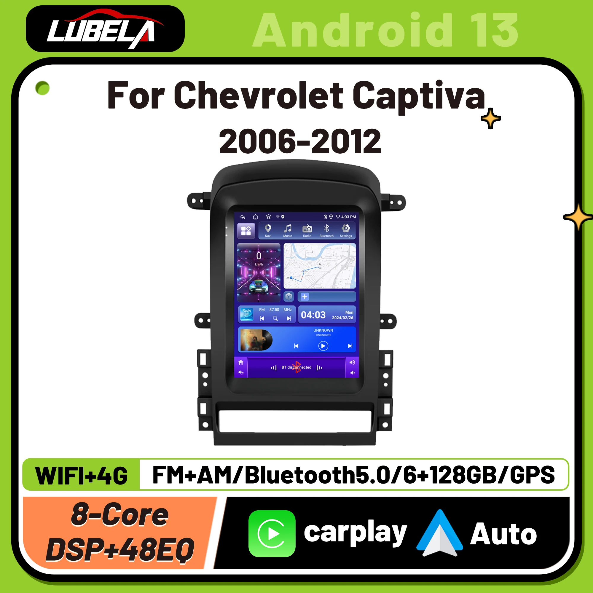 

Car Radio For Chevrolet Captiva Multimedia 2006 - 2012 Carplay Android Aut oradio Tesla Screen Navi GPS Stereo 2 Din Android 13