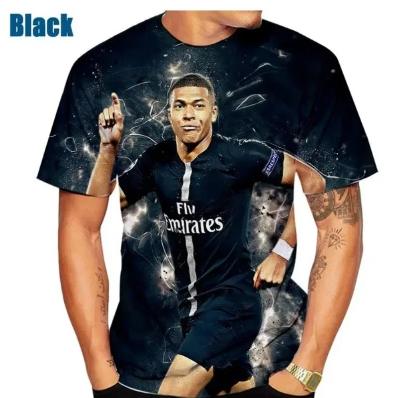 

HOT Football player Kylian Mbapp Fan 3D printed short sleeved T-shirt personalized T-shirt men's casual T-shirt summer fashion