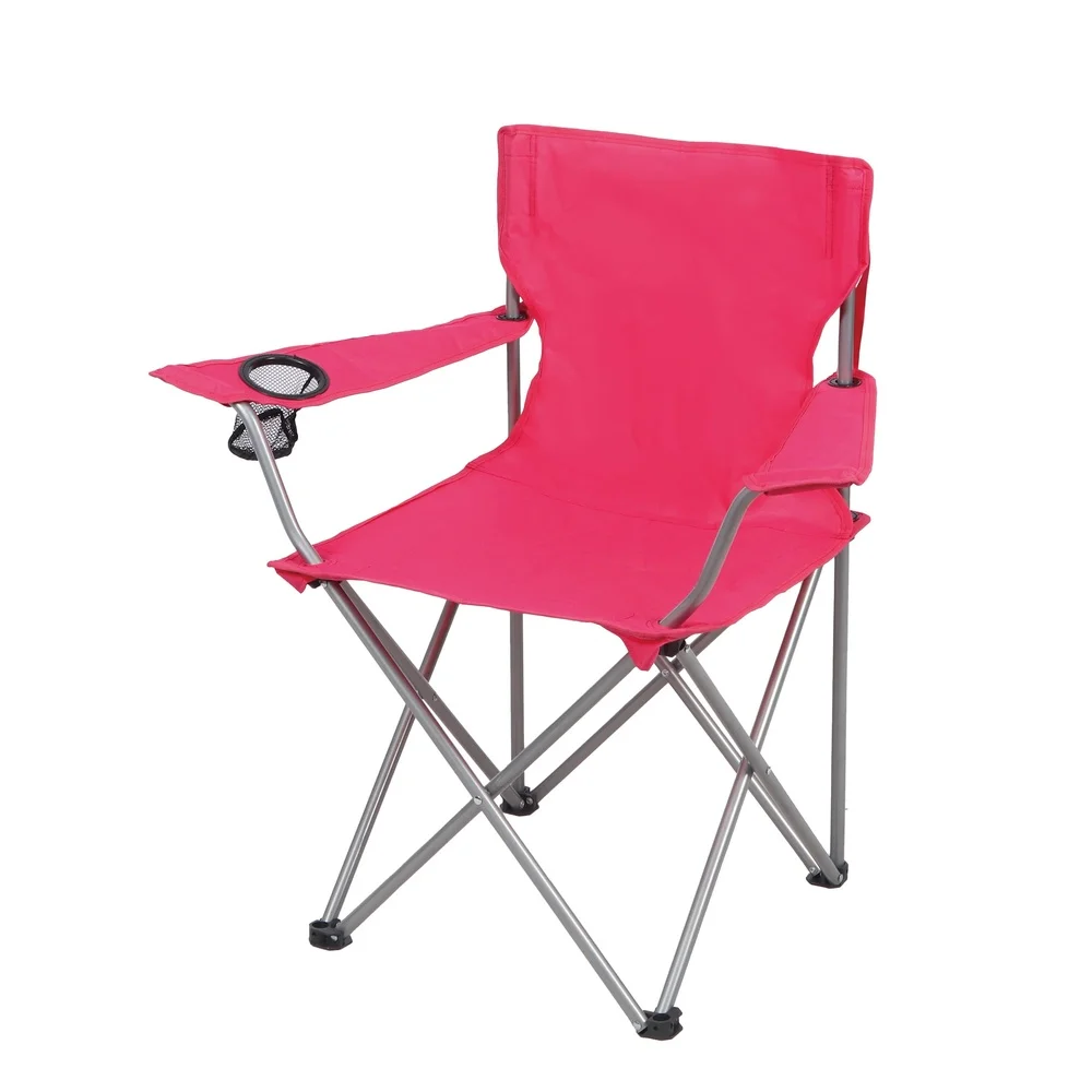 Folding Quad Camp Chair Outdoor Portable Steel Frame Mesh Cup Holder Compact Travel Chair Durable 600D Polyester Fabric image 4