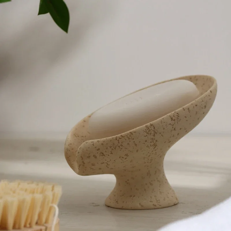 Household Cave Stone Lotus Leaf Soap Box Bathroom Soap Rack Household Drain Soap Box Bathroom Decoration Accessories Drain Rack