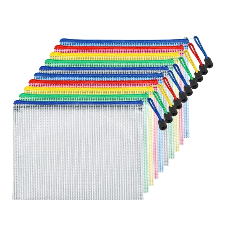 

10pcs Mesh Zipper Bag Jigsaw Bag Zipper Bag for organizing Classroom organization Plastic Zipper Bag,5 colors,A4 size, board Gam