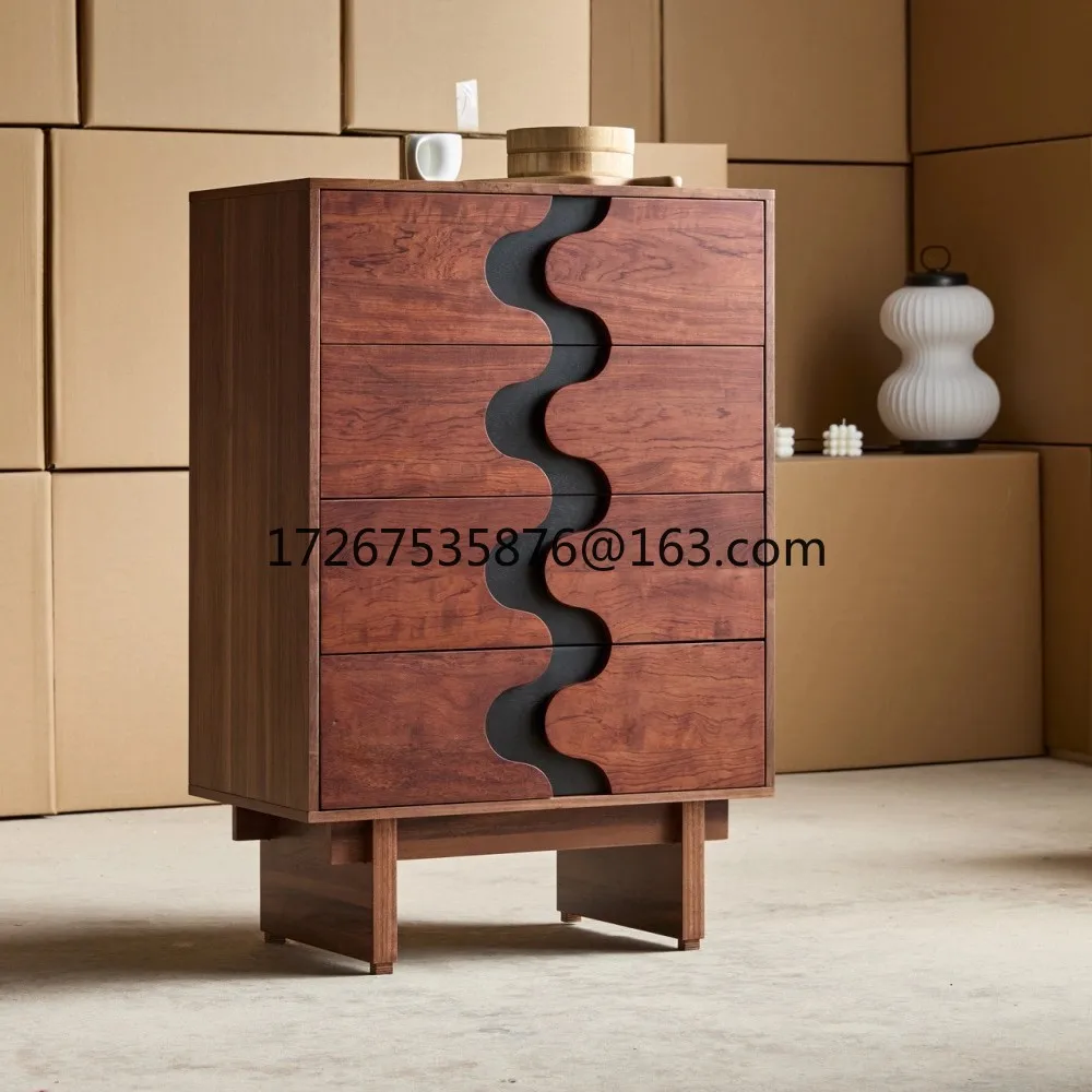 

Red oak solid wood chest of drawers retro medieval style storage locker against the wall living room bedroom storage cabinet