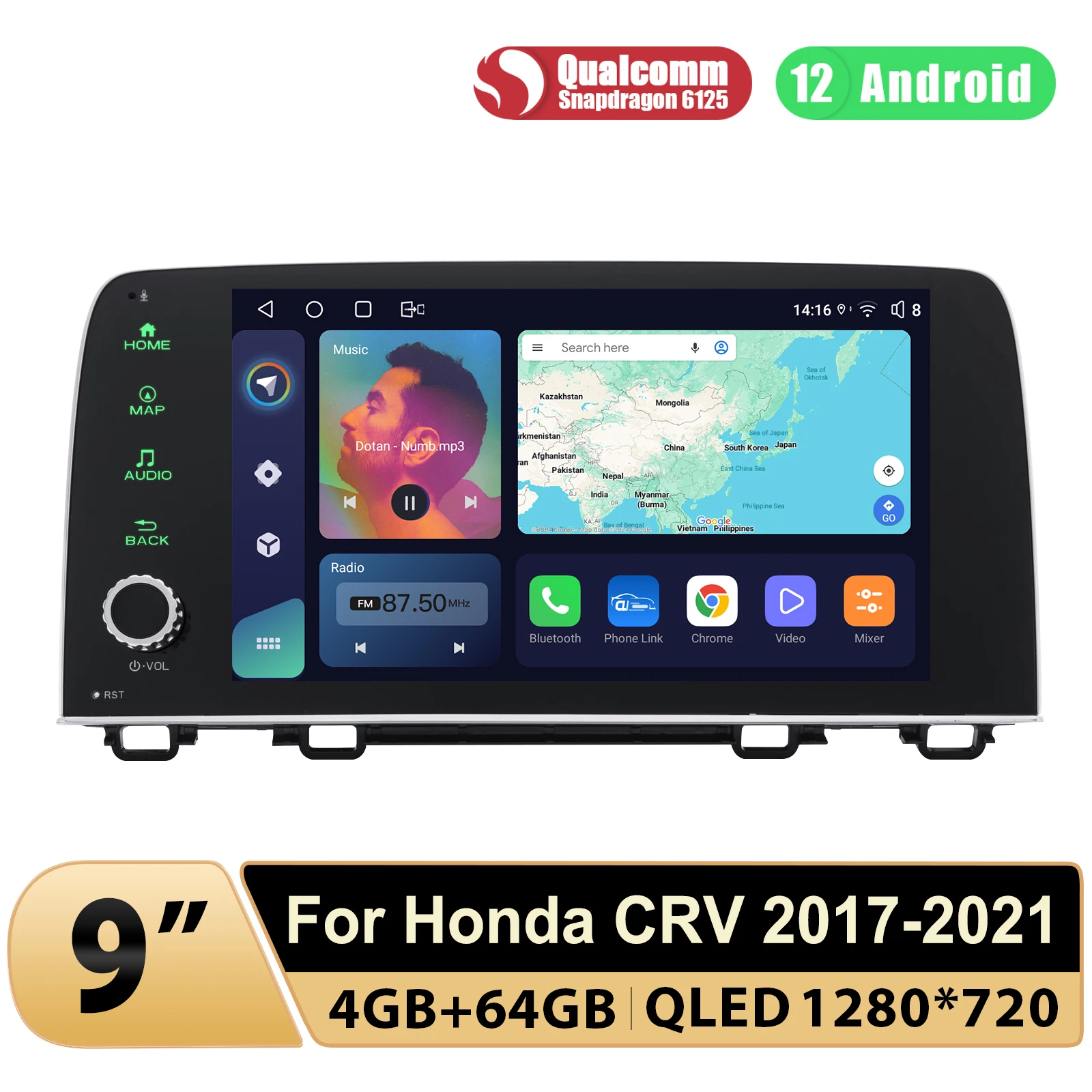 

JOYING Plug and Play 9"1280*720 Android 12.0 Car Radio Stereo Multimedia Player With Carplay For Honda CRV CR-V 2016 -2021