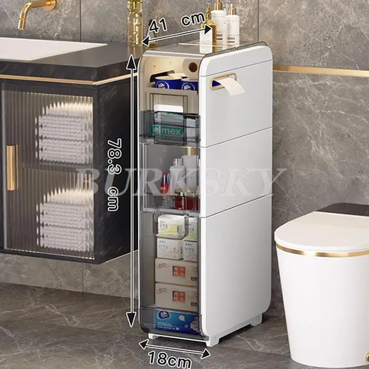 Mobile Storage Shelf Interspace Kitchen Storage Rack Gap Shelf Bathroom Storage Cabinet Fridge Side Seam Finishing Rack